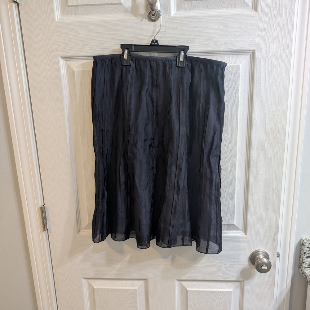 Nic & Zoe Skirt Navy Lined Dressy Midi A Line Semi Sheer - Size 12